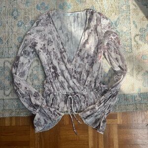 Mango Floral V-Neck Blouse